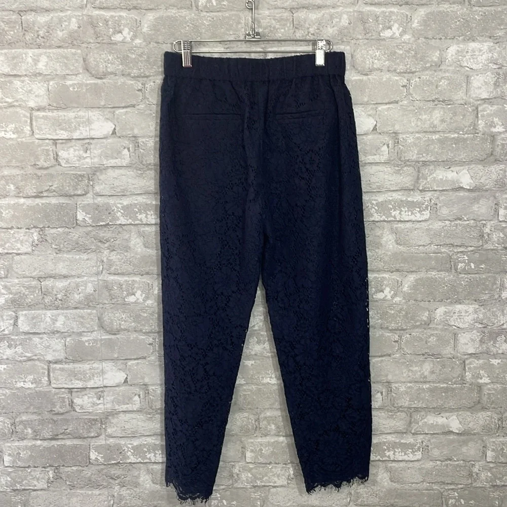 J.Crew Navy Lace Elastic Waist Pull On Easy Ankle Pant